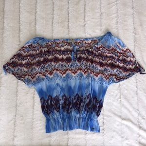 Guess sheer blue patterned blouse. Size XS-S